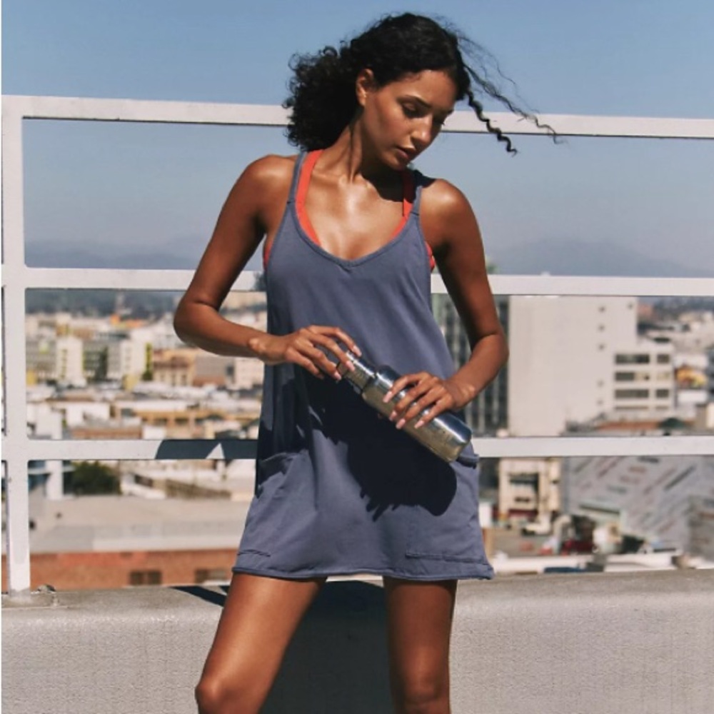 FP Movement hot shot mini dress blue indigo